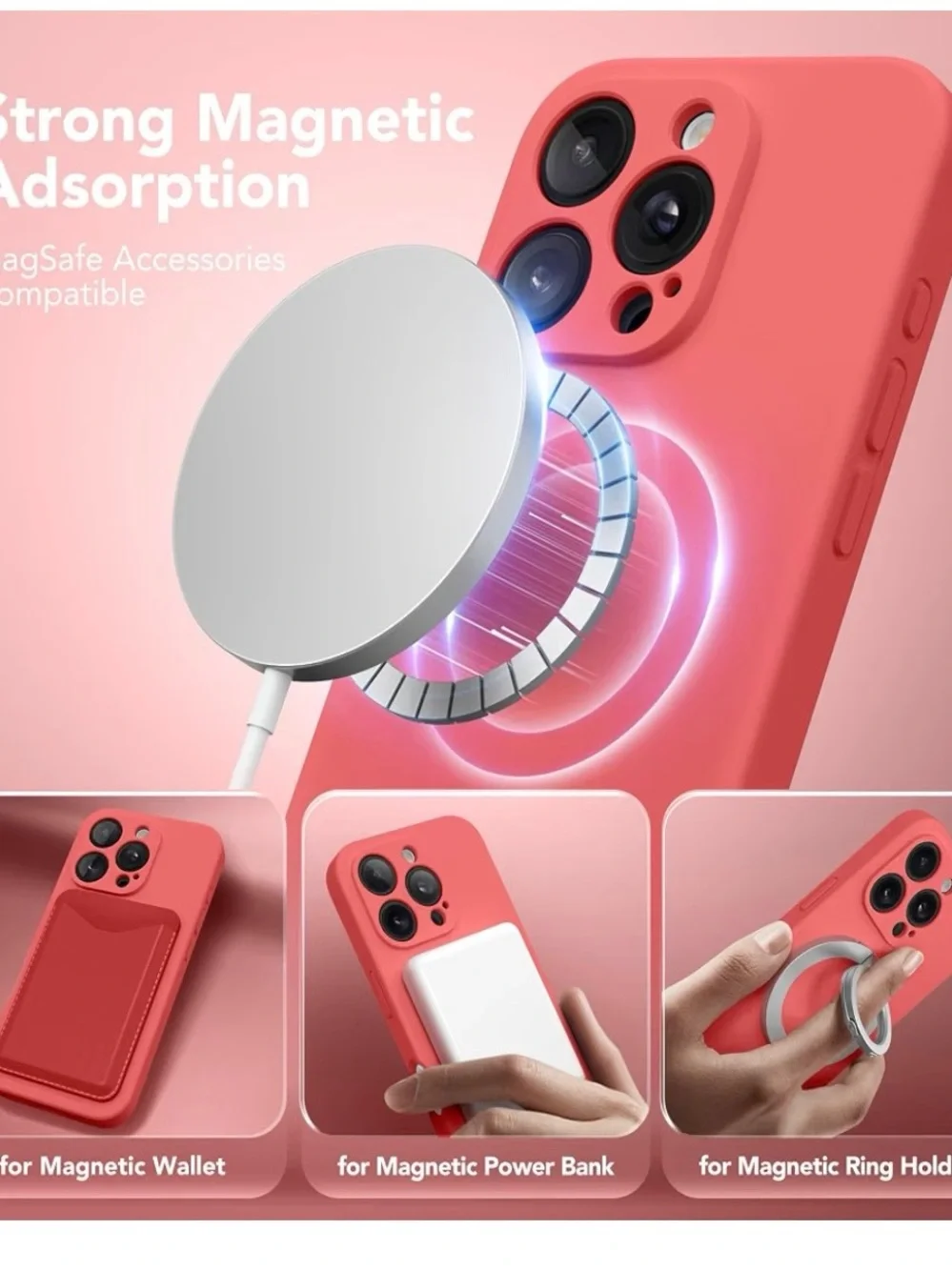 Red Silicone Phone Case for iPhone - 16 Pro Case Lightweight Protective Cover